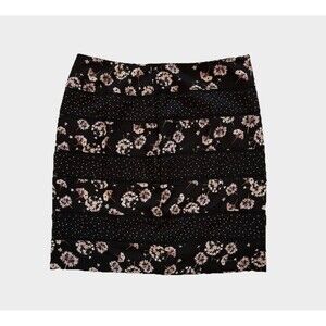 White House Black Market Pencil Skirt Size 14 Black & White Floral Polka Dot